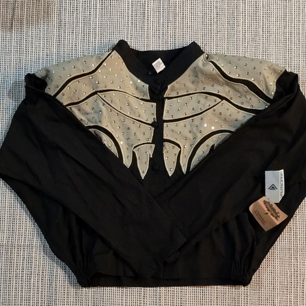 Vintage 80s Tipicano Black/Beige Sequined Applique Canvas Bomber Jacket Sz L NWT